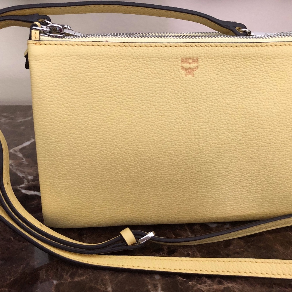 MCM Leather Double Zip Crossbody Bag